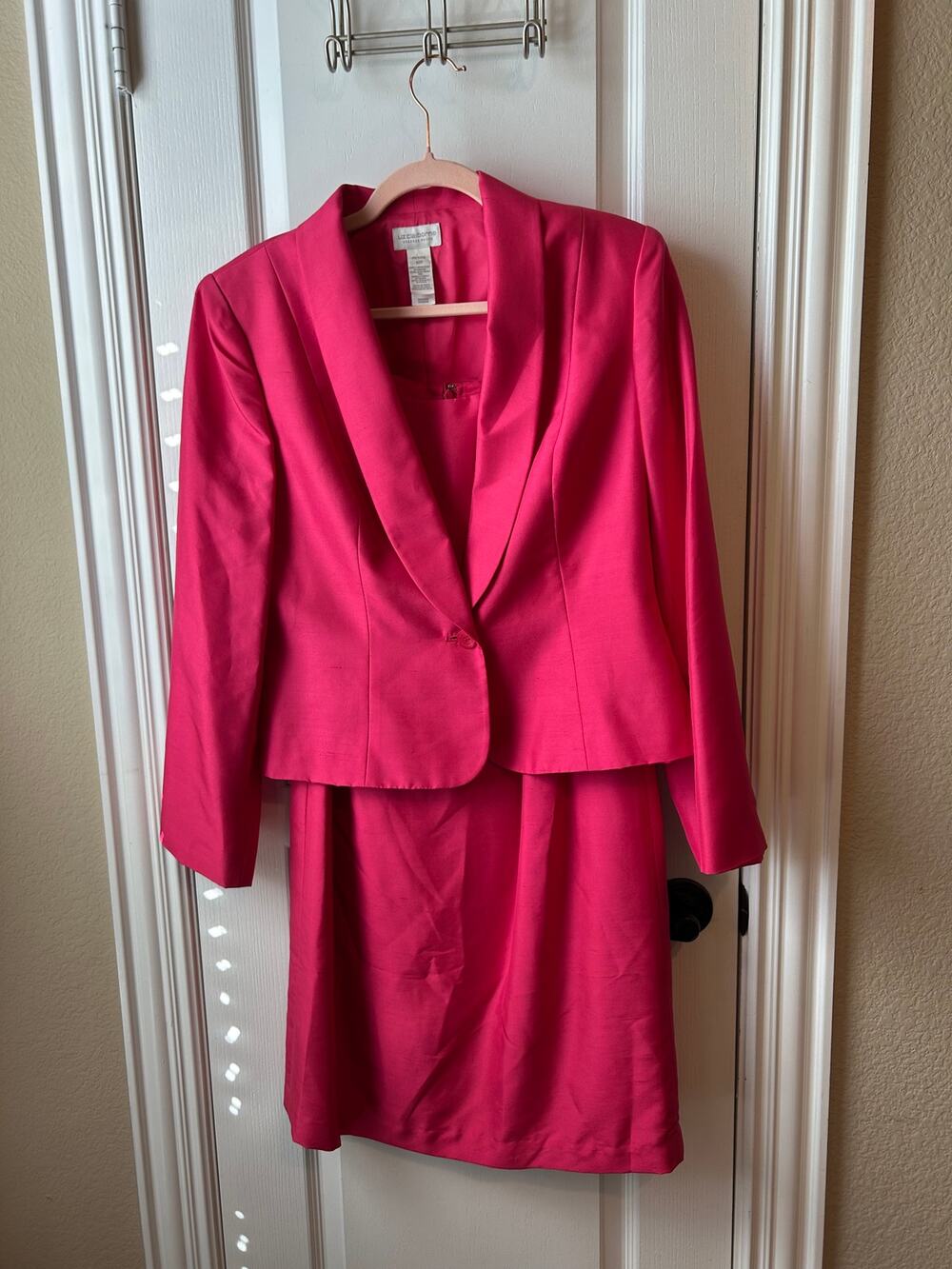 Liz Claiborne Petite 12P 100% Silk 2-Piece Dress Blazer Set